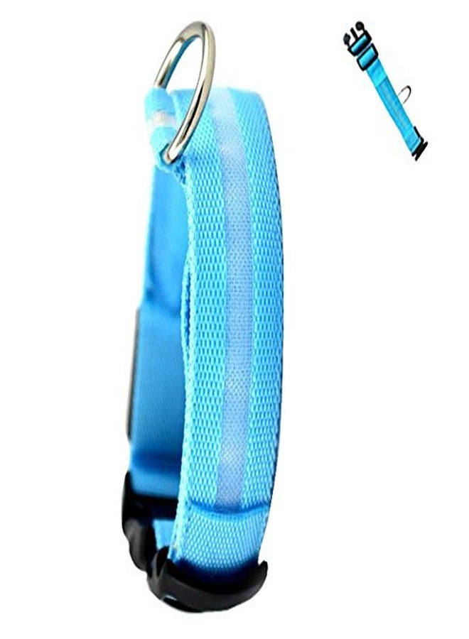 Futaba Nylon Pet Glow in Dark LED Collar Night Safety - Blue - Large - Image 4
